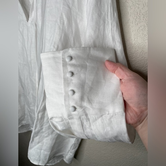 Reformation Gabriel Oversized 100% Linen Shirt In White Size Large - Picture 9 of 12
